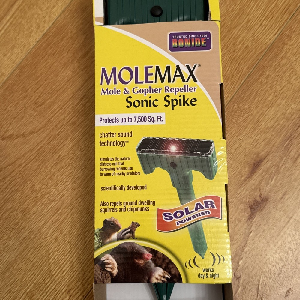 Bonide (BND61121) Molemax Sonic Spike Repeller Solar Powered Mole and Gopher New