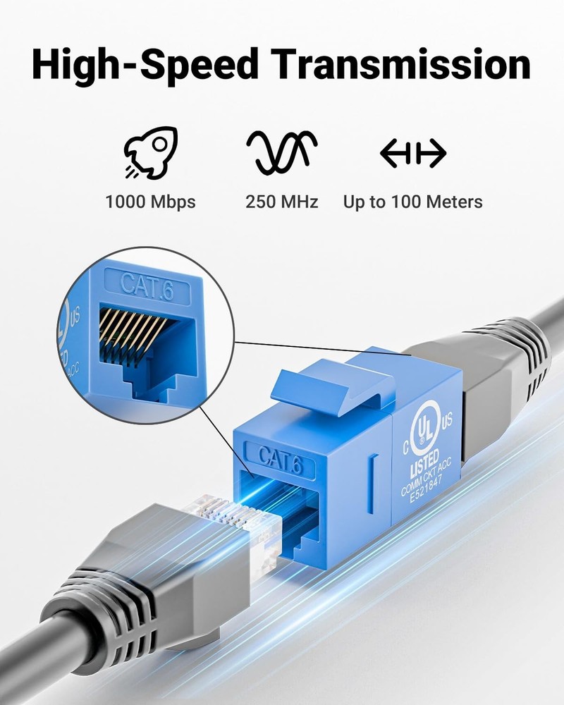 Blue 25-Pack Ethernet Couplers for Customizable Network Setups
