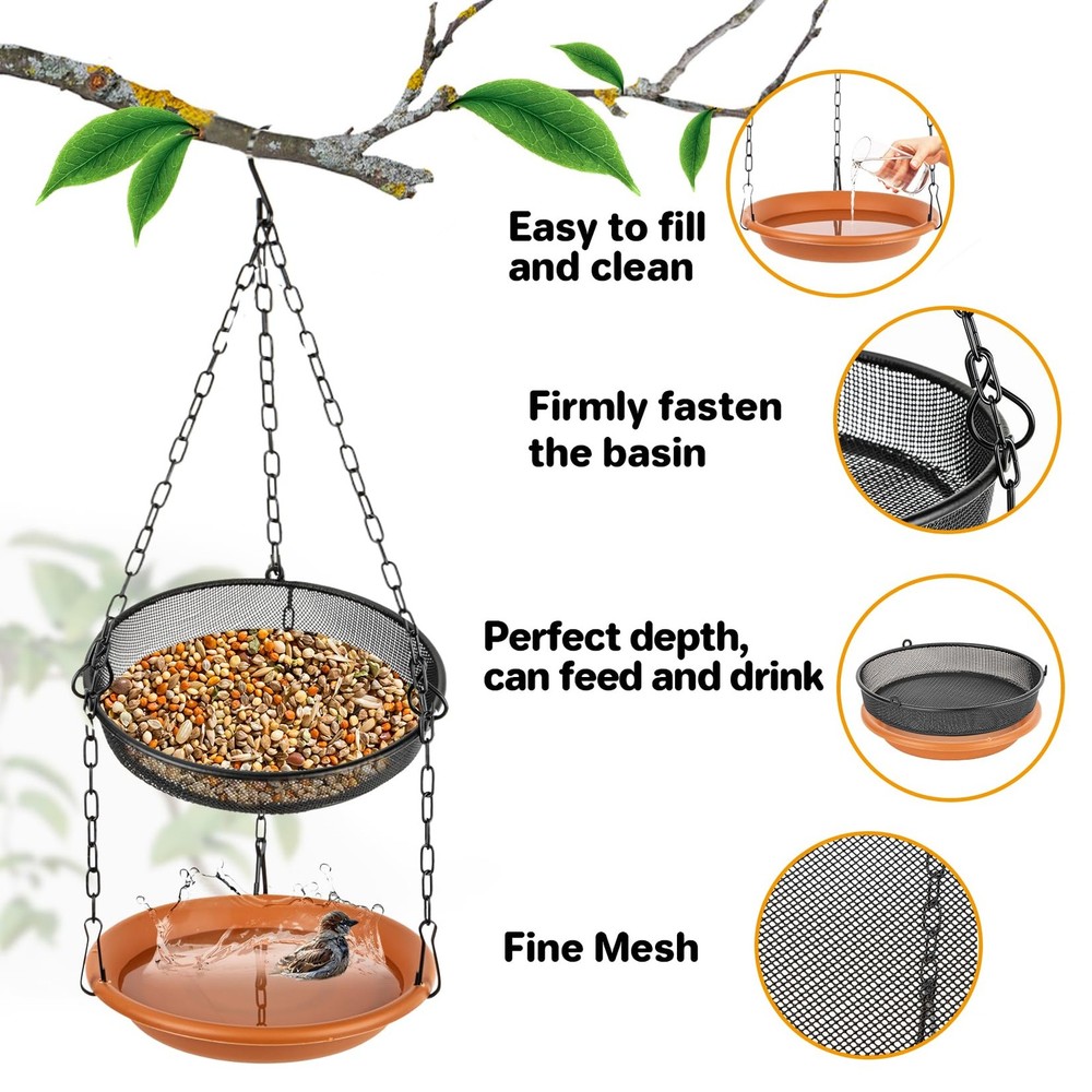 RAINFLOW Hanging Bird Bath for Outdoors - Feeder Outside,...
