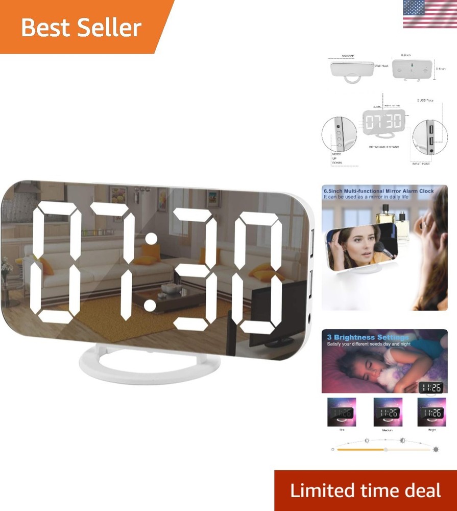Digital Clock Large Display White
