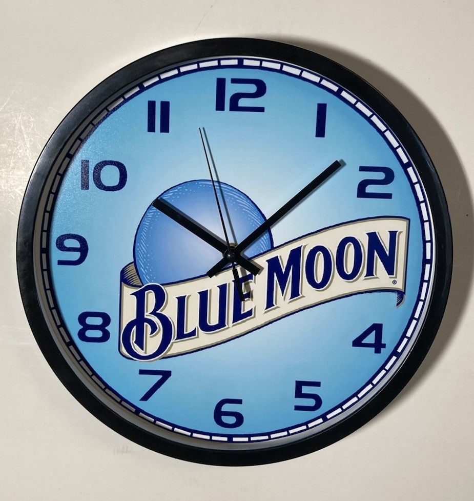 Blue Moon Beer Logo Battery Wall Clock
