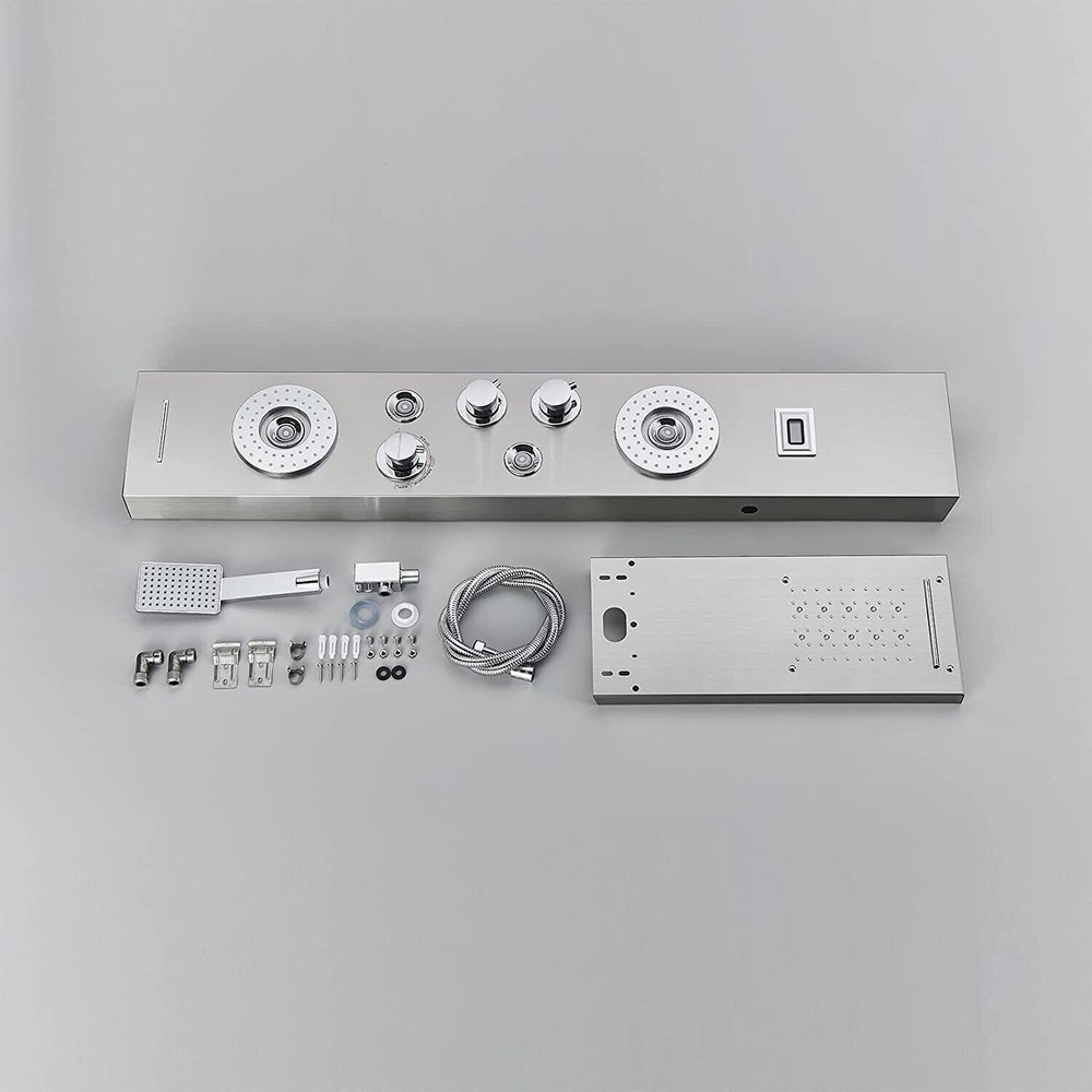 LED Shower Panel Tower System Rain&Waterfall Body Massage Jet Brushed Nickel