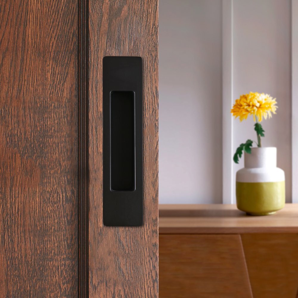 7 Inch Matte Black Sliding Barn Door Handle Flush Pull Handle with Flat Bottom