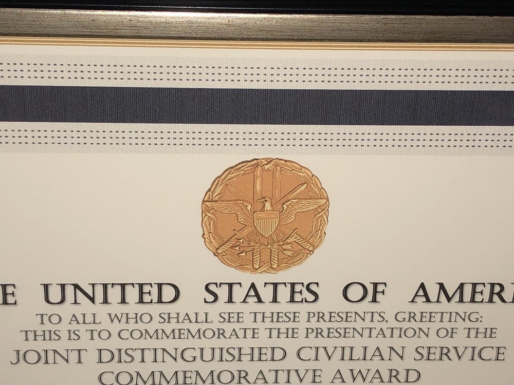 CJCS - JOINT DISTINGUISHED CIVILIAN SERVICE COMMEMORATIVE CERTIFICATE ~ Type-1