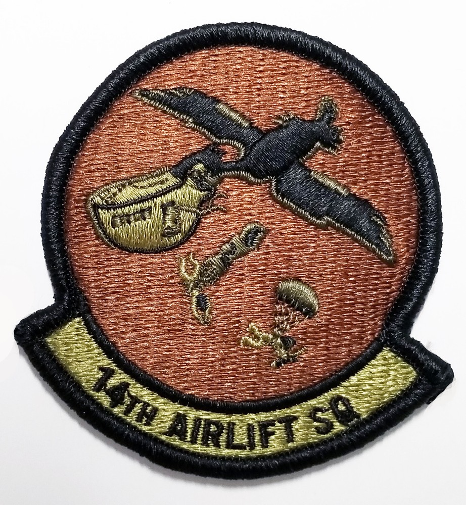 Air Force 14th Airlift Squadron Hook Back Spice Brown Patch