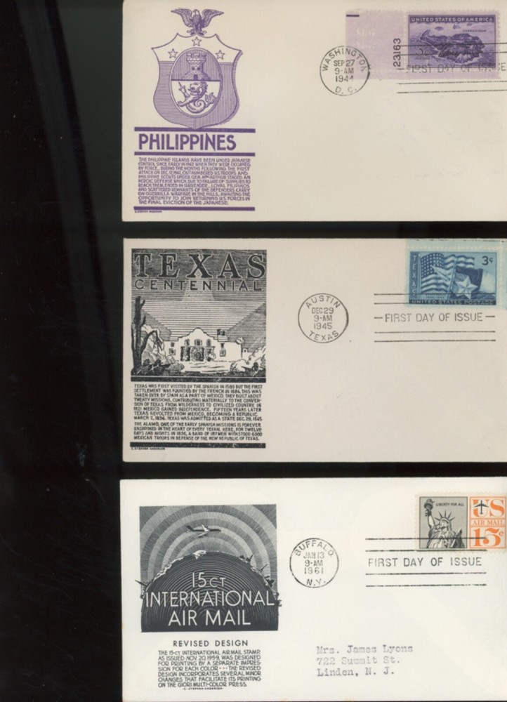 CS Anderson Cachets fdc 72 set d (ip