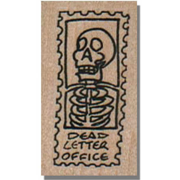Rubber Stamp, Fun Skeleton Postage, Media Mail Skull Dead Letter Postal Collage