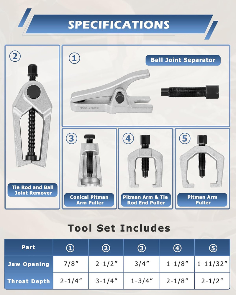 Front End Service Tool Kit Bundle Ball Joint Press U-Joint Removal Installer Set