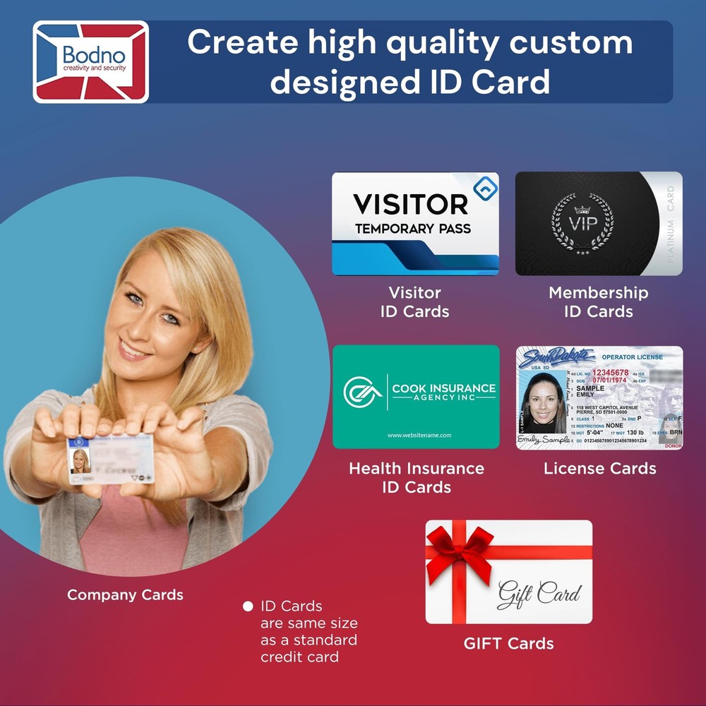 Bodno Evolis Zenius Single Sided ID Card Printer & Complete Supplies Package