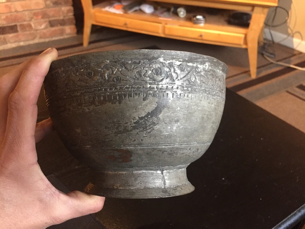 Antique Middle Eastern Tinned Copper Bowl