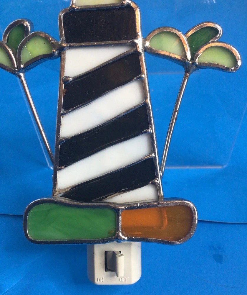 Stained Glass Lighthouse Plug in Night Light on/off switch