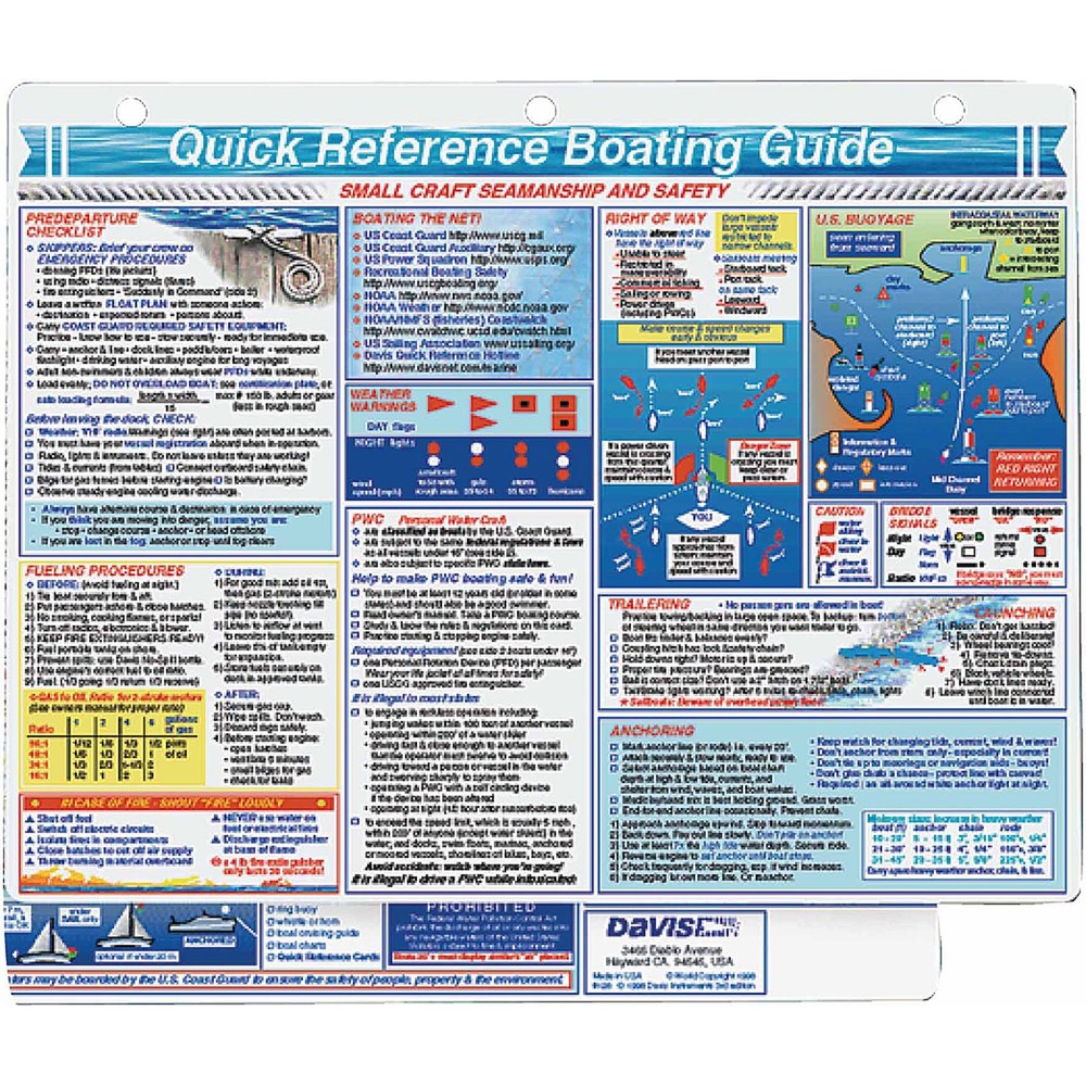 Davis Intruments 128 Davis Quick Reference Boating Guide Card