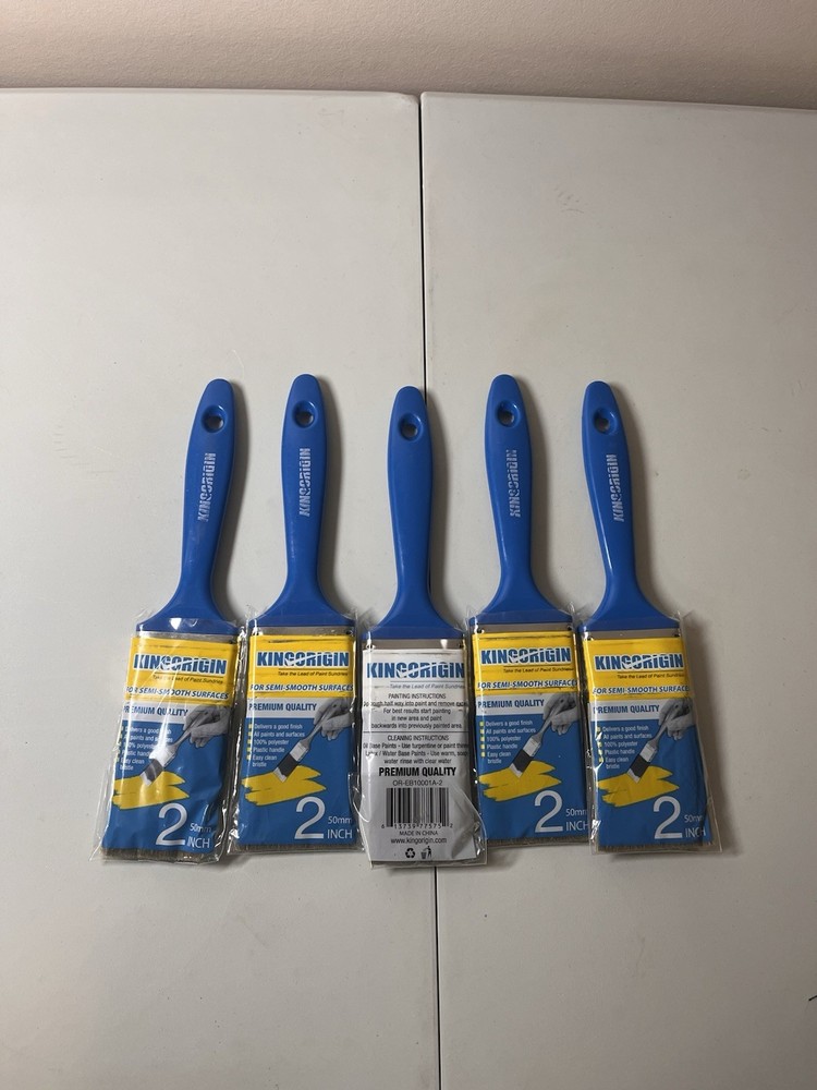 Lot of 5 KINGORIGIN 2” Paint Brushes – Polyester Bristle, Plastic Handle
