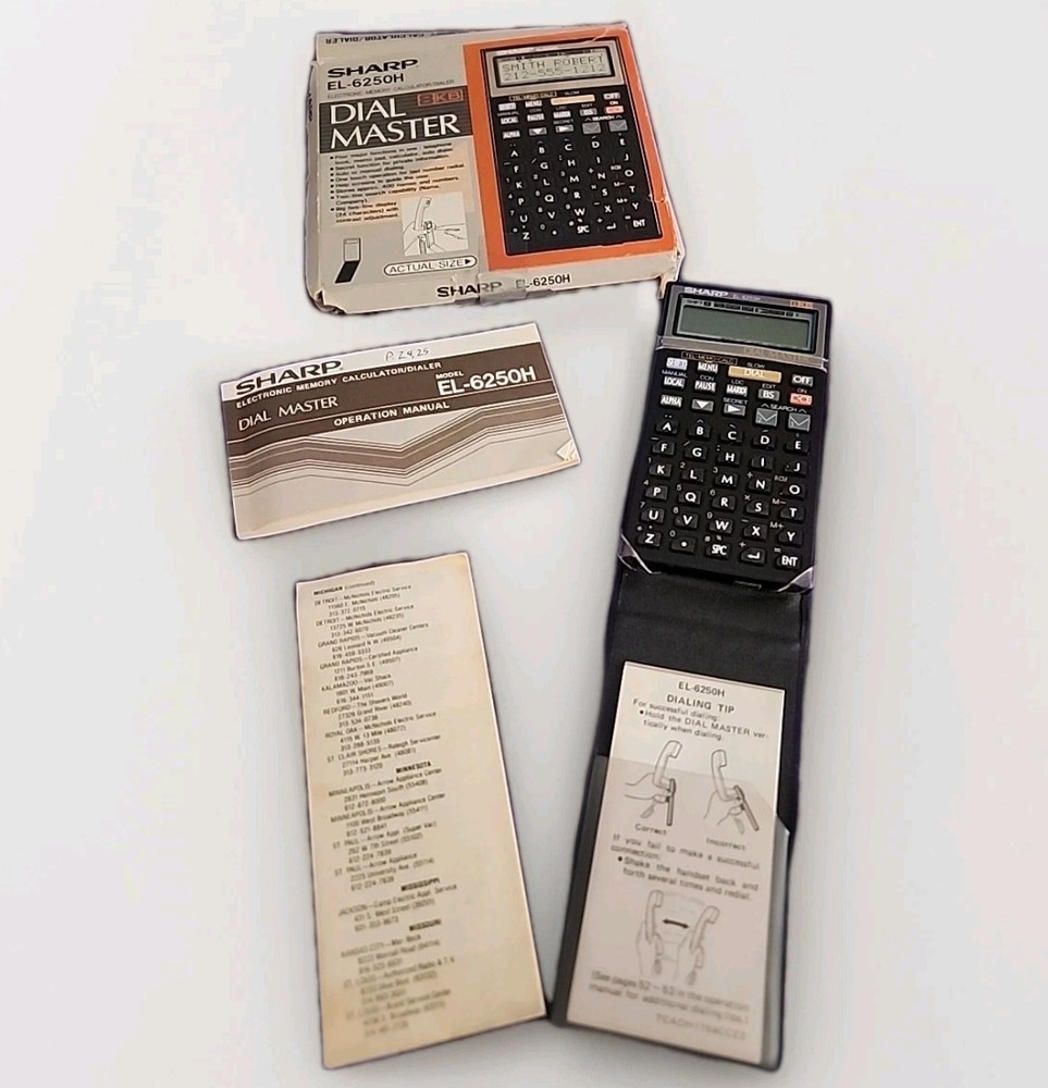 SHARP EL-6250H Dial Master Electronic Memory Calculator / Phone Dialer With Box