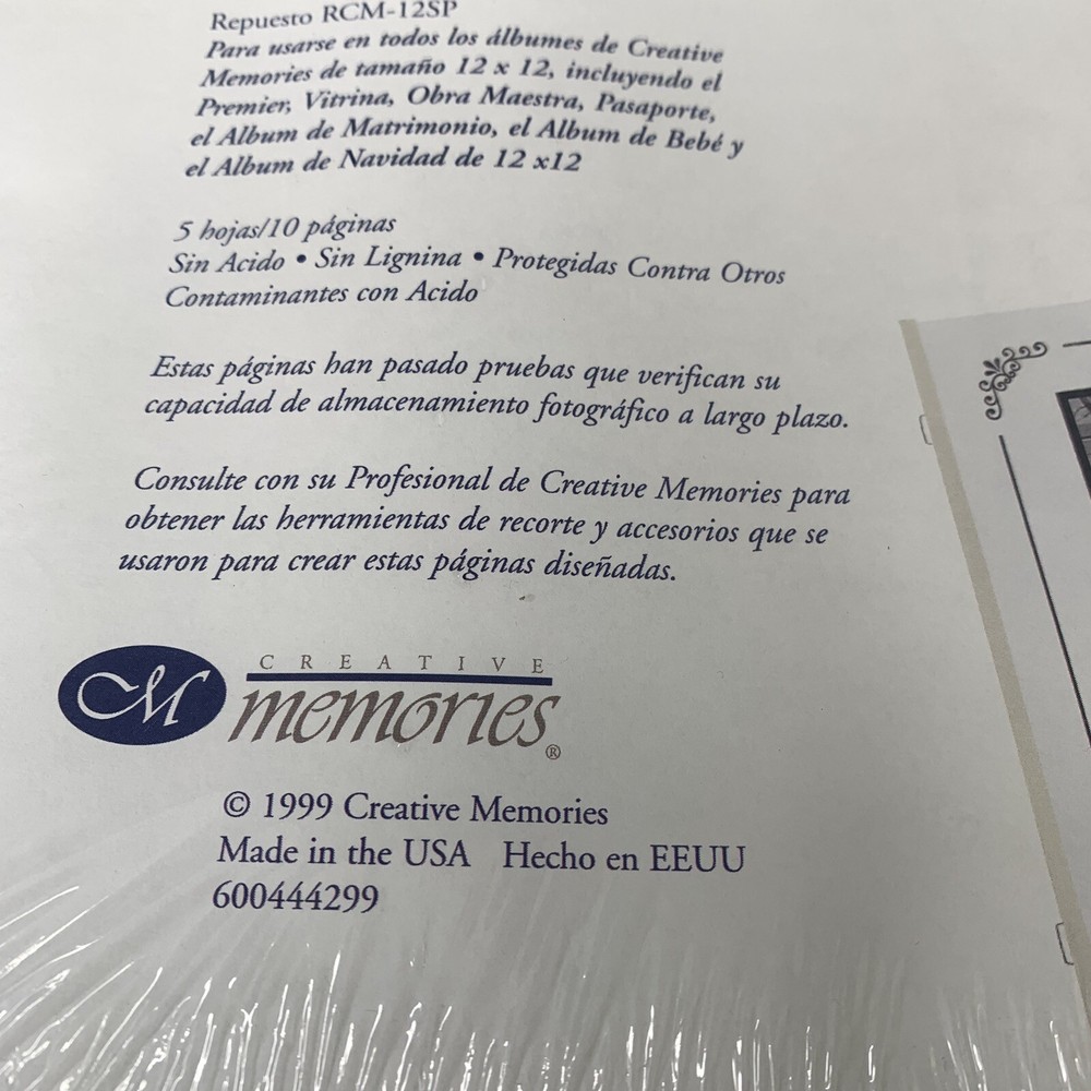 Creative Memories 12x12 Border Basic Scroll Page Refill RCM-12SP Sealed 5 Sheets