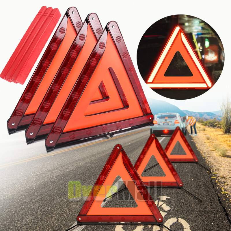 3 Pack Warning Car Triangle Reflective Road Emergency Breakdown Safety Hazard