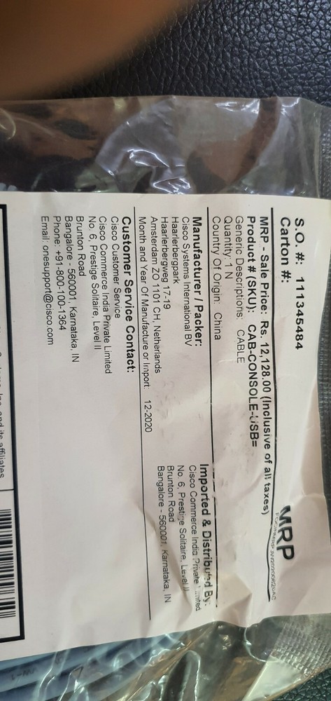 Original Cisco CAB-CONSOLE-USB= Console Cable 37-1090-01 6 Ft USB Type A mini B