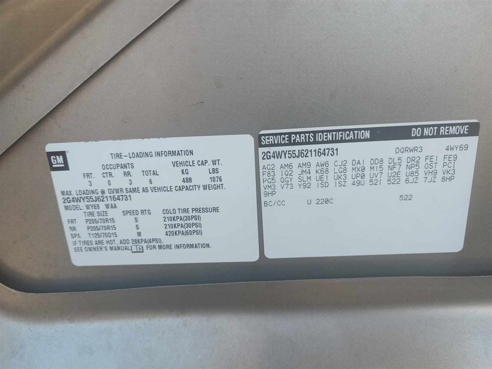 CENTURY 2002 Fuse Box Cabin 6460