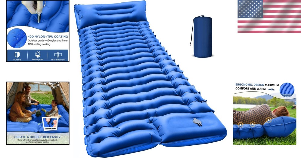 Compact Camping Sleeping Mat with Built-in Pillow