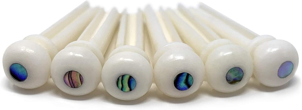 Slotted Pure Bone Bridge Pins with Abalone Dot Inlay for 6 & 12 String Acoust...