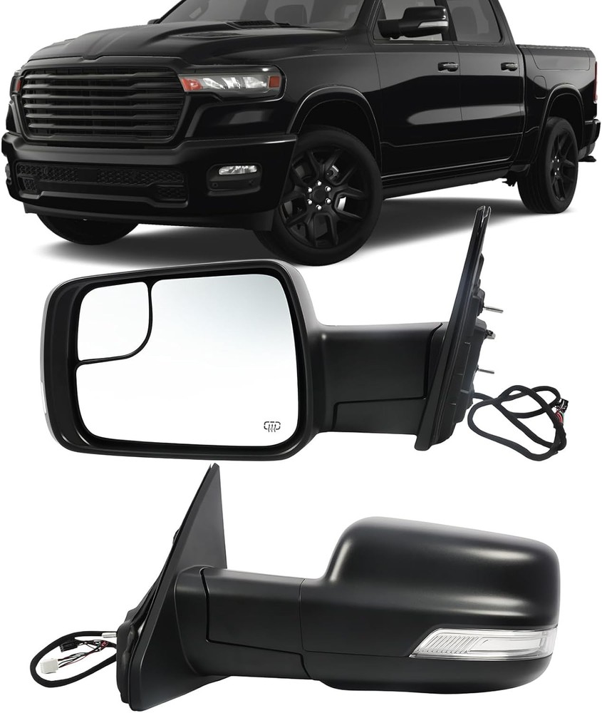 Left Driver Side Mirror Assembly Compatible with Ram 1500 2019-2025 Power Foldin