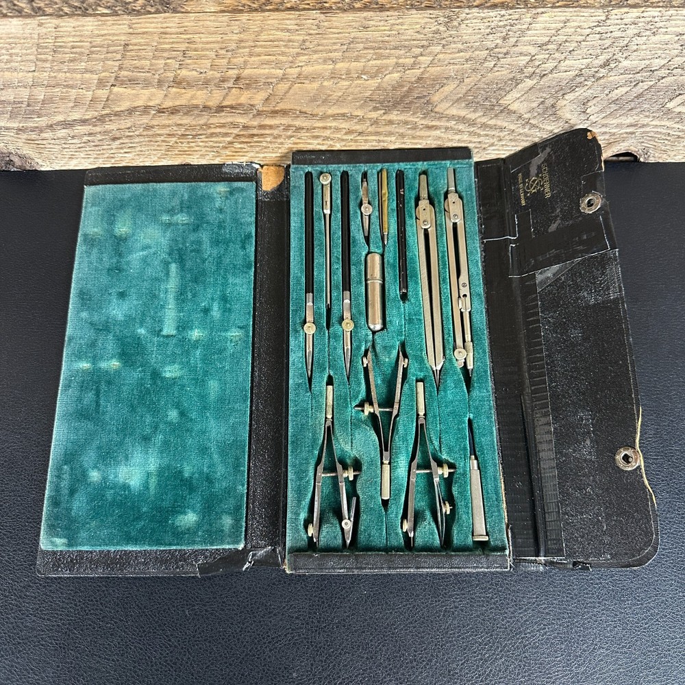 Vintage Schoenner Germany 13pc Engineering Drafting Tool Set No. 5006 w/ Case
