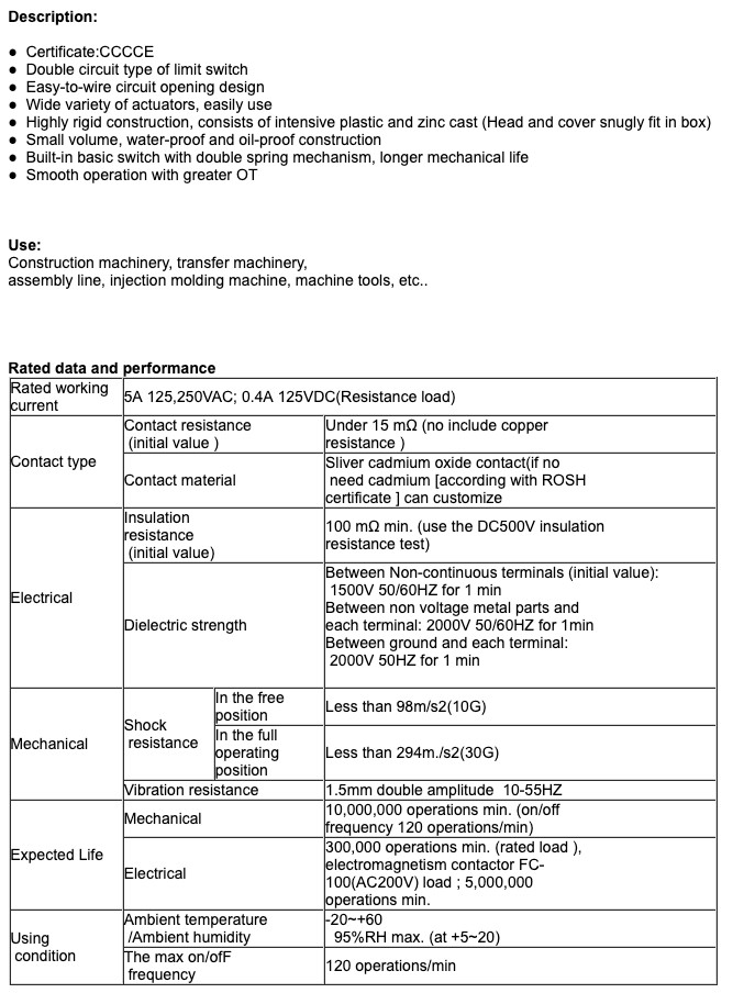 One NEW GNBER Mini Limit Switch#RME8112