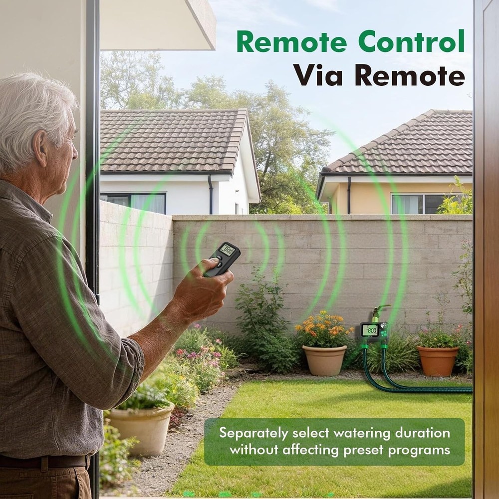 Remote Control Brass Sprinkler Timer 2 Zone - Max 11h59m Watering Precision