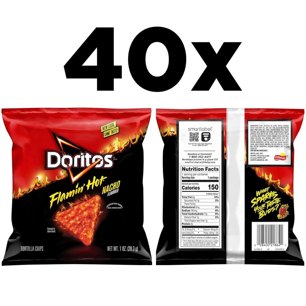 Flamin' Hot Nacho Tortilla Chips, 40 Servings=