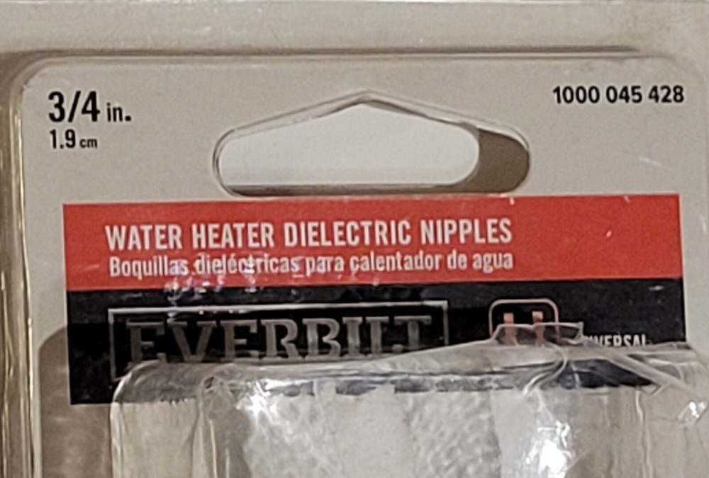 Everbilt 3/4" Universal Dielectric Water Heater Nipples.. New!!