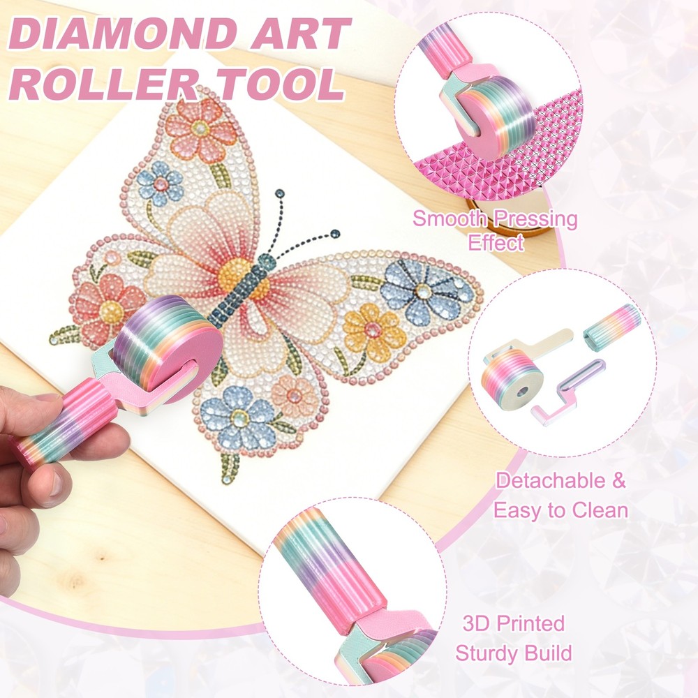2Pcs Diamond Art Roller, Detachable Diamond Paint Tools(Candy Color/Red)