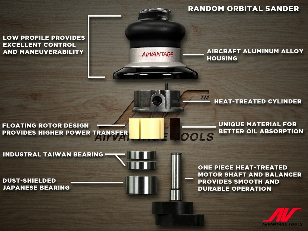 AirVANTAGE 6" Random Orbital Palm Sander with Pad- 3/32" Orbit with Hook & Loop