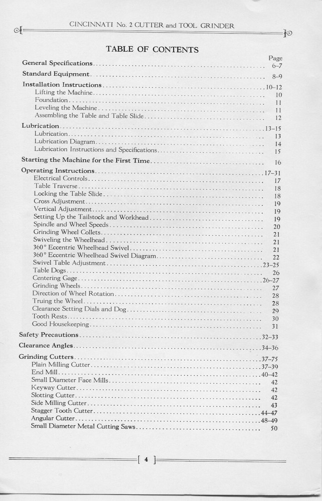 2 Cutter & Tool Grinder Operator Instruction Manual Fits Cincinnati 142 - Print