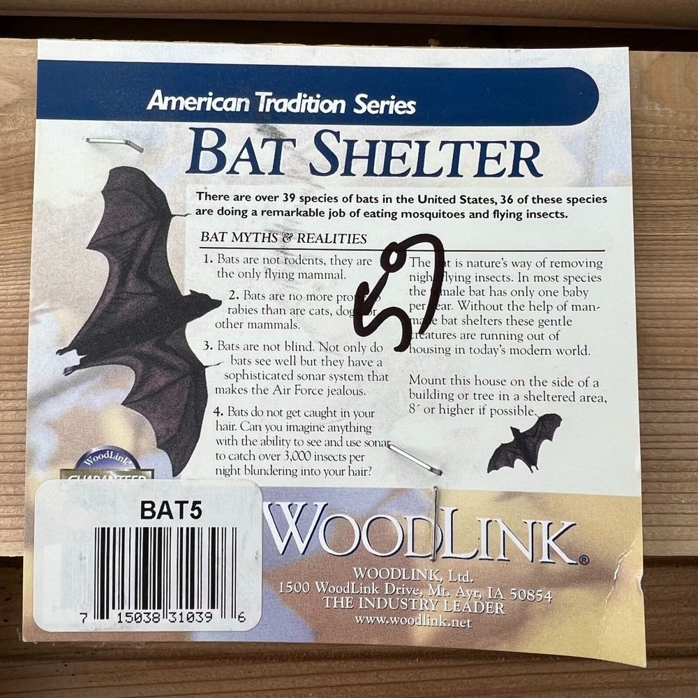 Woodlink BAT5 Cedar Bat Shelter NEW