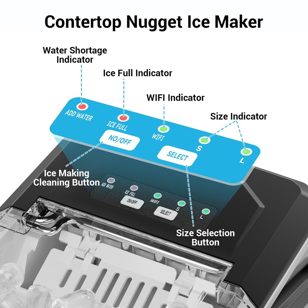Smart Countertop Ice Makers Portable Bullet Ice Maker Machine with Self-Cleaning
