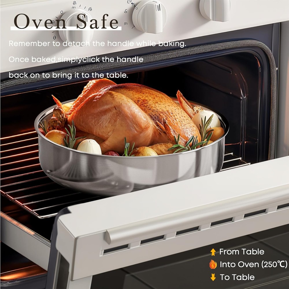 Detachable Nonstick Cookware Set Stackable Induction Pots & Pans W/ Removable