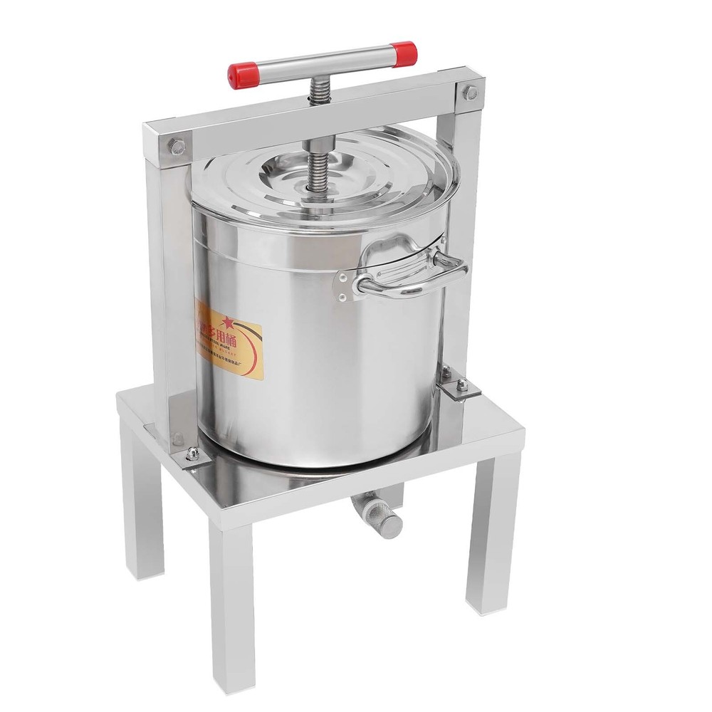 Grape Press 3.5 Gallon Stainless Steel Fruit Wine Press with Height Adjustable