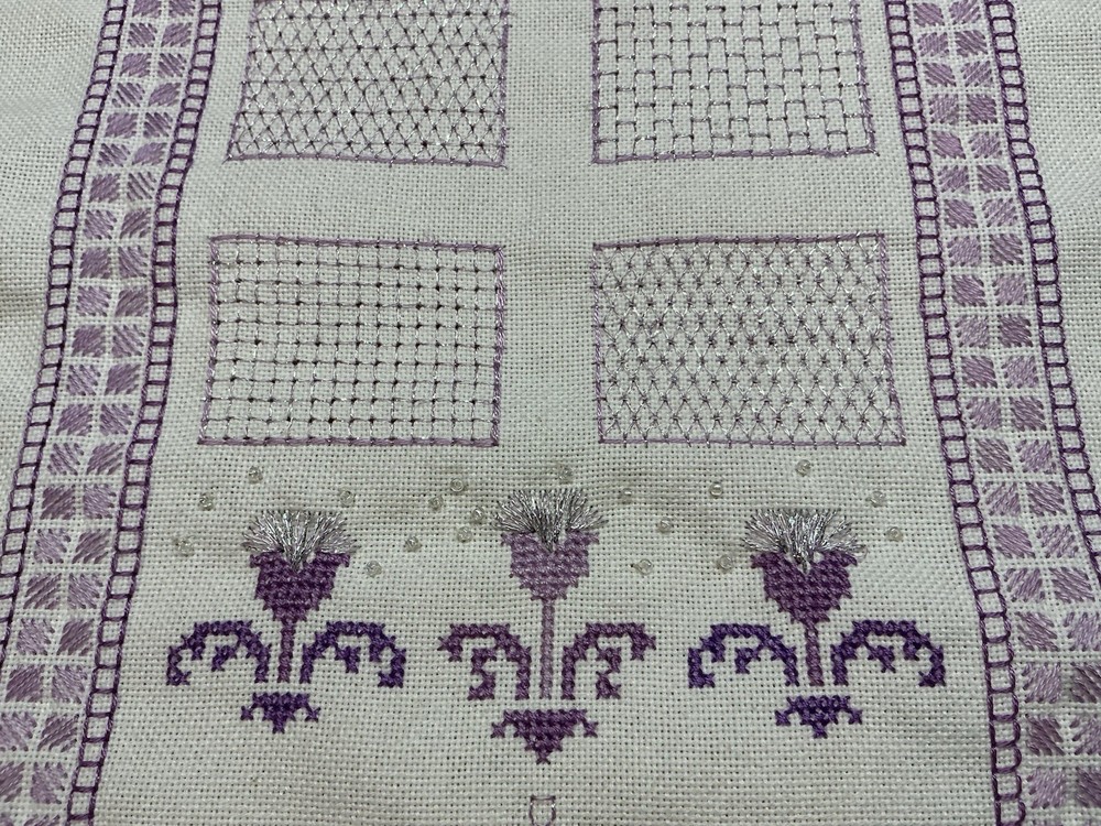 Completed Finished Counted Cross Stitch Sampler Alphabet Numbers 16” X 9.5”