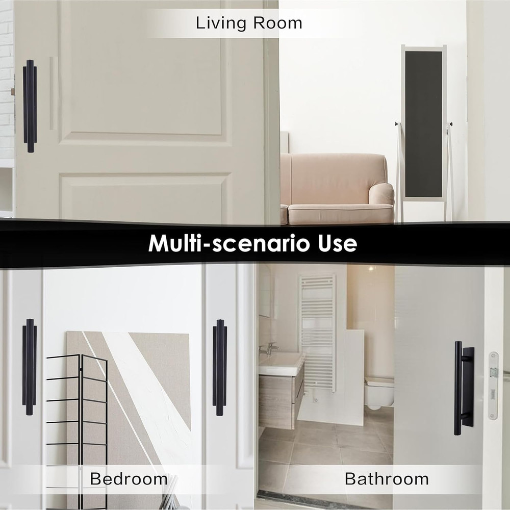 8 Pack Black Adhesive Cabinet Handles Self Stick Drawer Pulls ABS Plastic