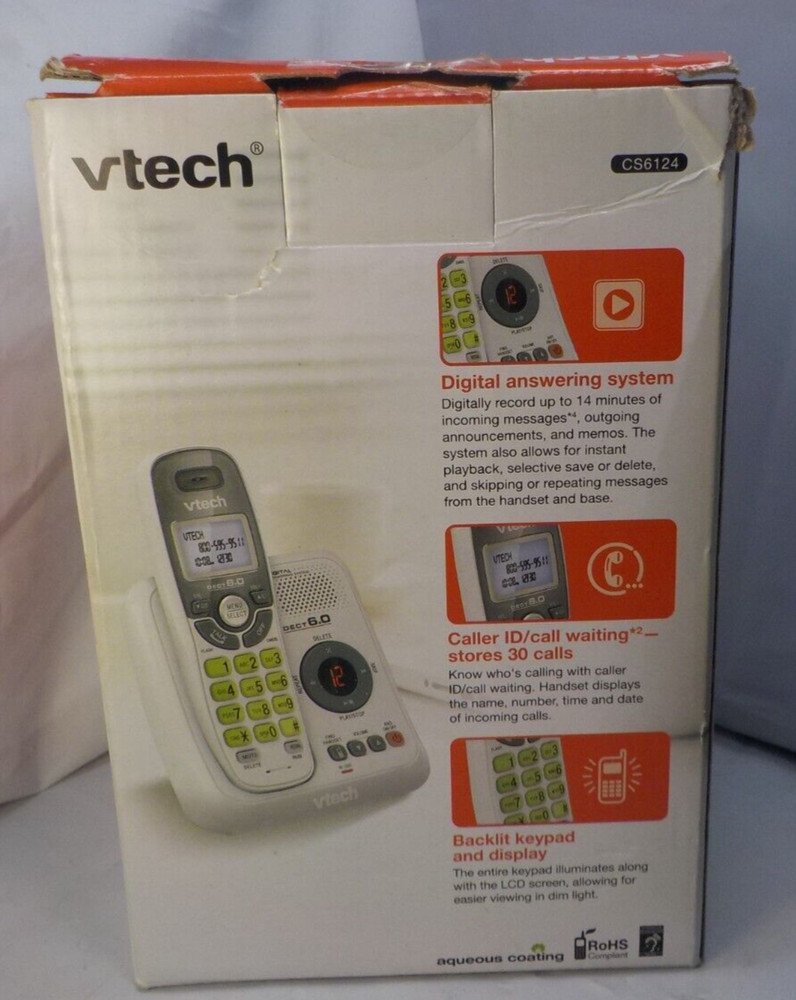 VTech CS6124 Single Line DECT 6.0 Cordless Phone with Answering System