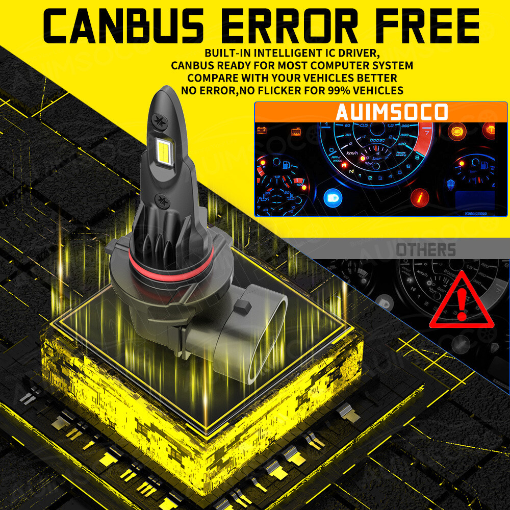 9012 HIR2 LED Headlight Bulbs Kit High Low Beam Super Bright 6500K White