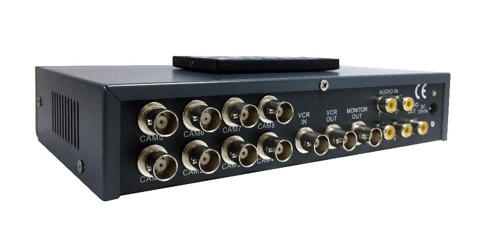 8-Channel BNC Multi-Viewer Video Multiplexer Dual Split Screen Out Audio Support