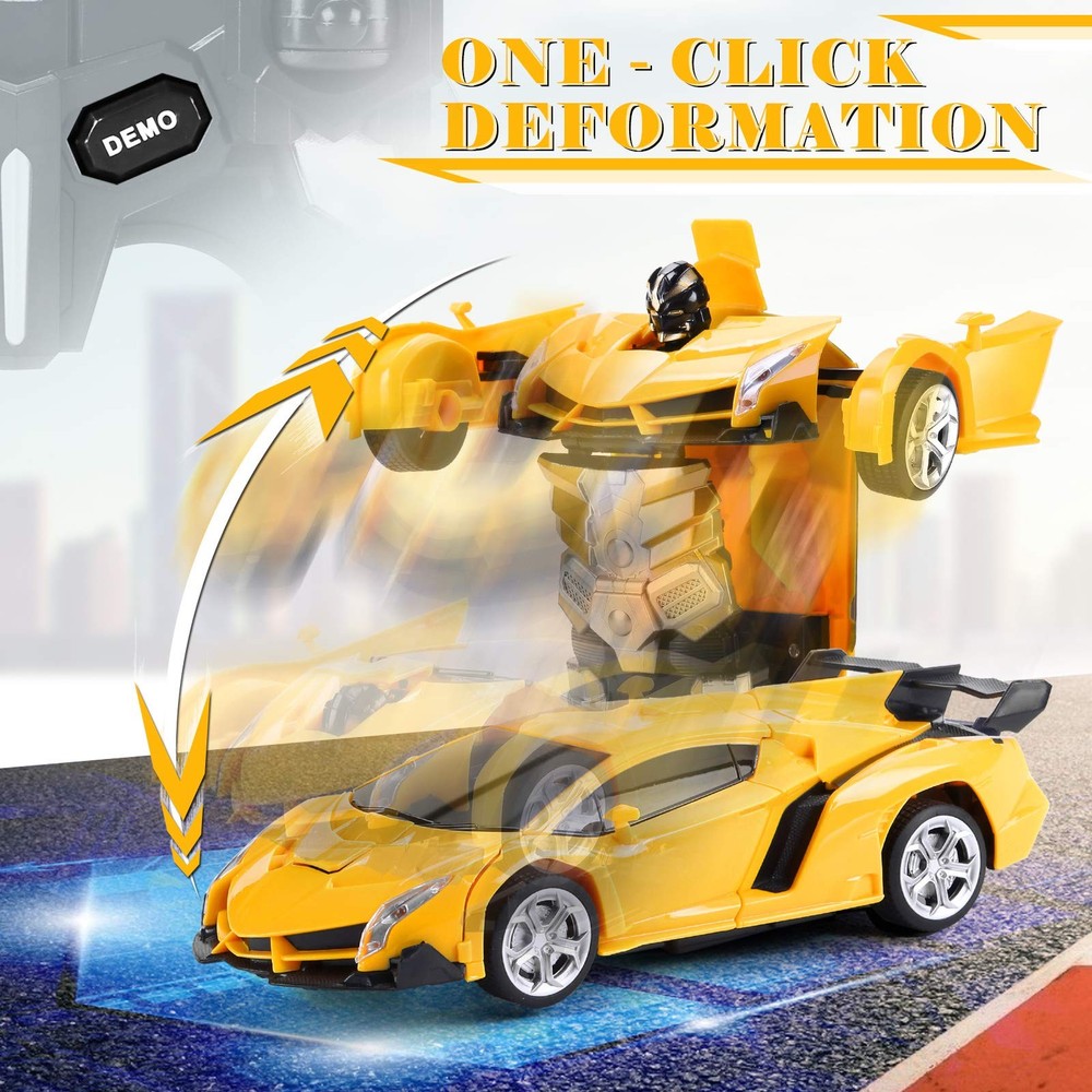 Dolanus Remote Control Car - Transform Transforming Robot RC Car, Yellow
