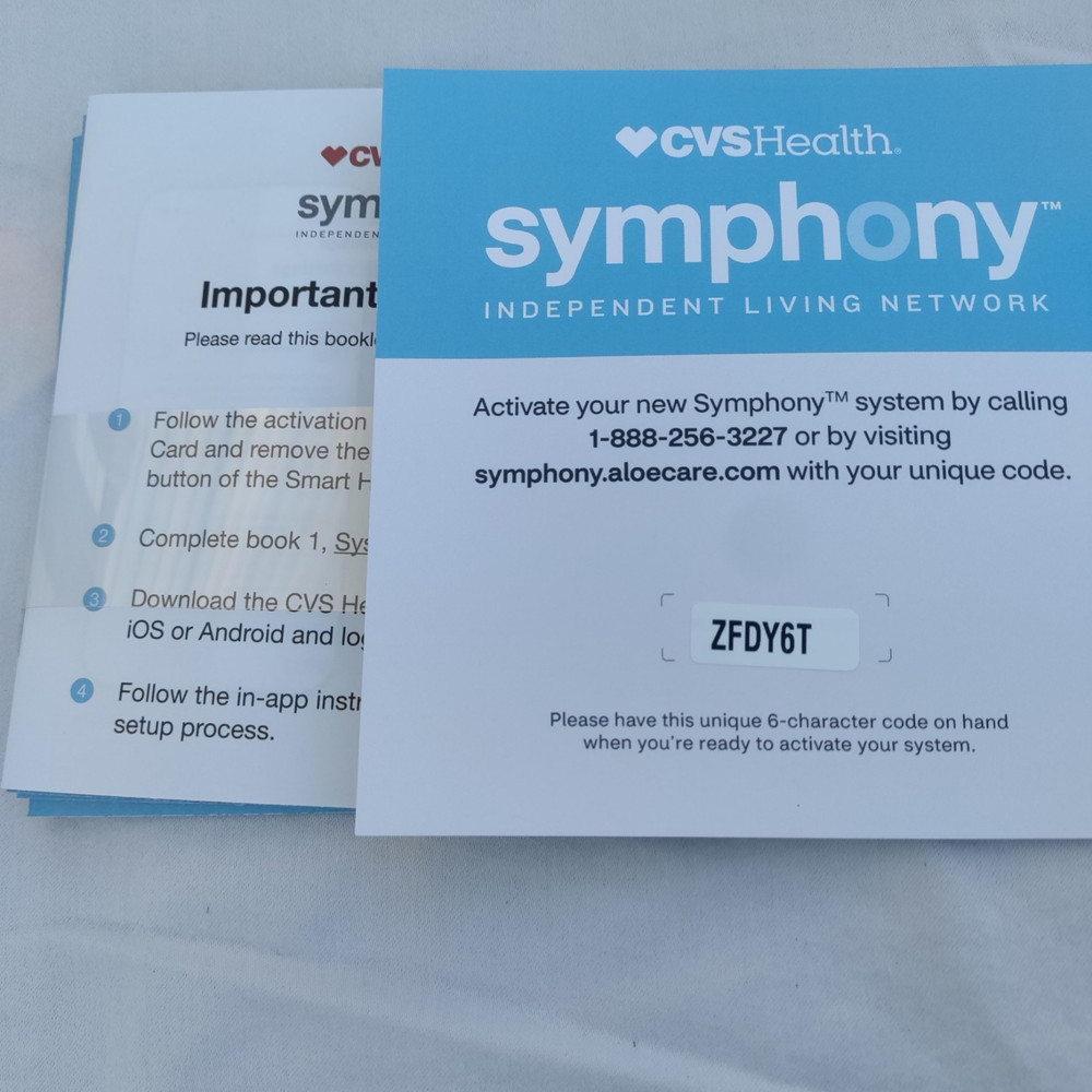 Symphony Independent Living Network Basic Bundle Smart Hub Care Button New OB