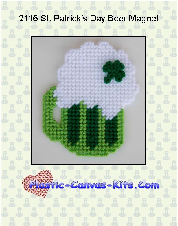 St. Patrick's Day Beer Magnet-Plastic Canvas Pattern/Kit