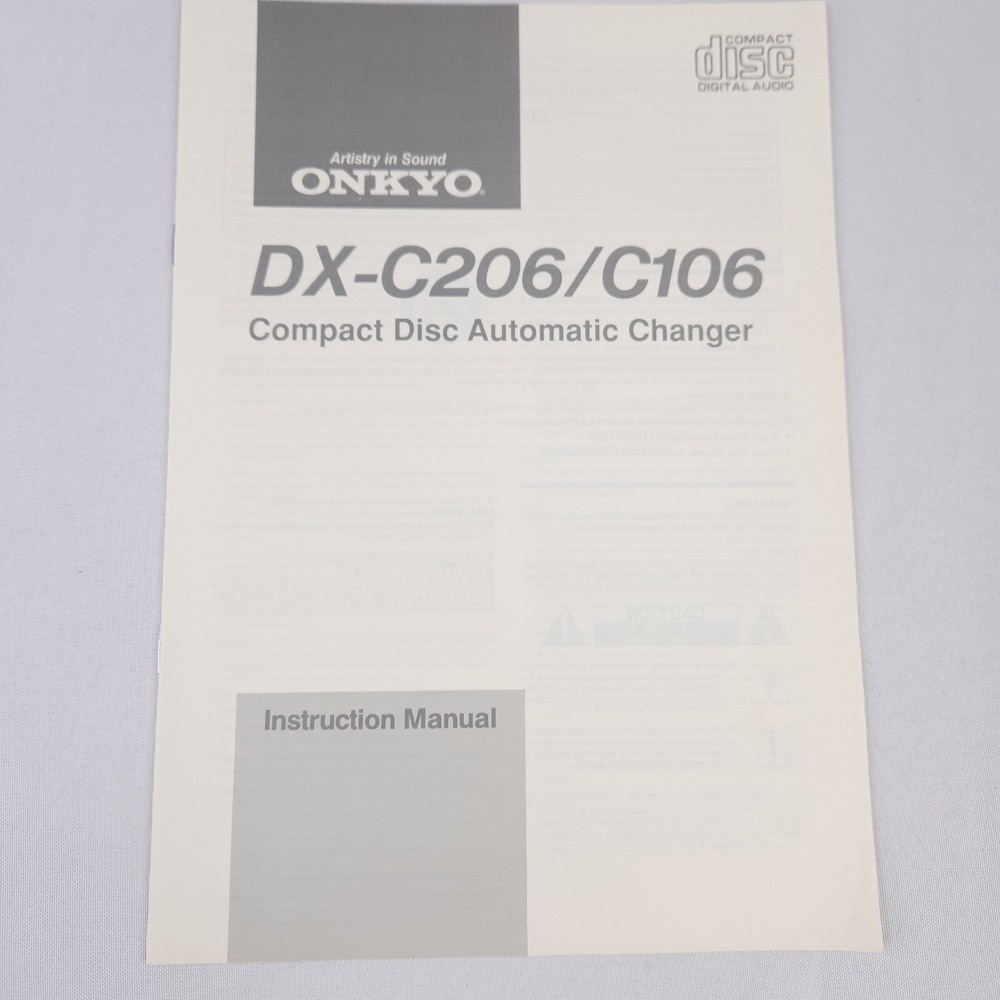 ONKYO DX-C206 C106 Compact Disc Automatic Changer Instruction Manual