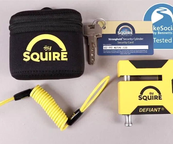 SQUIRE DEFIANT BRAKE DISC LOCK - (Sold Secure Diamond Motorcycle) High Security