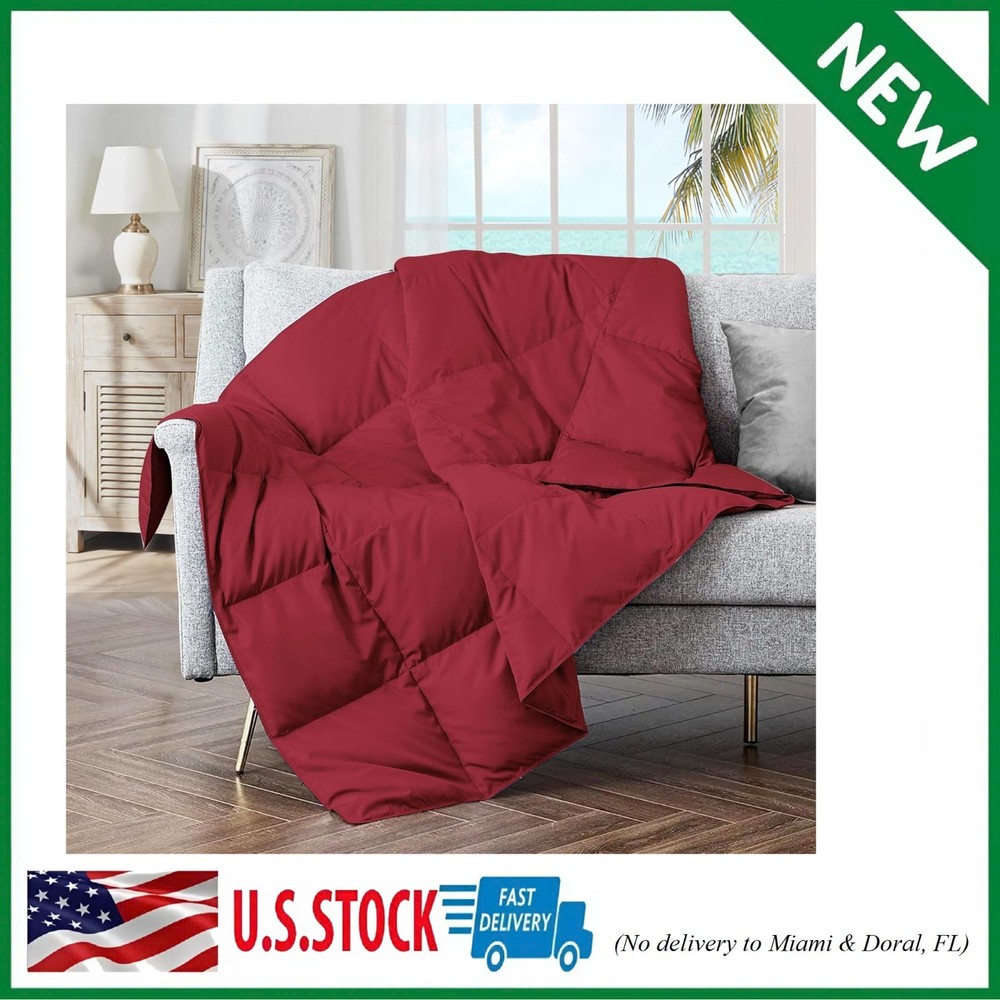 Soft Down Throw Blanket Lightweight Packable Couch Throw for Indoor