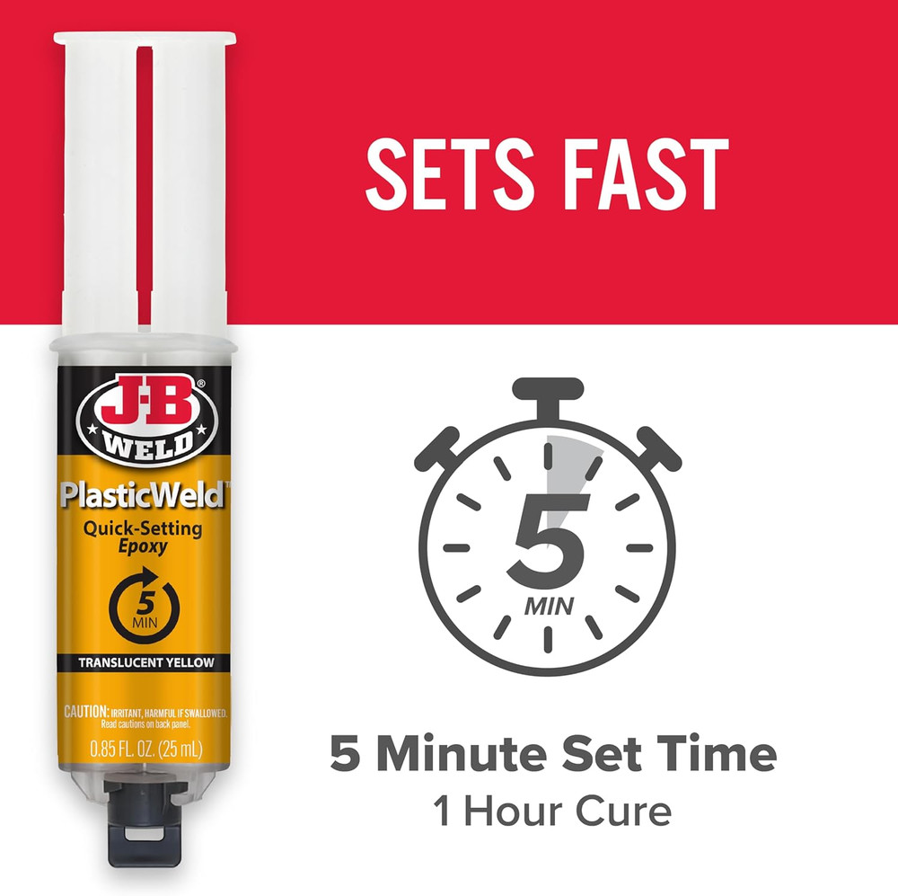50132 Plasticweld Quick-Setting Epoxy Syringe - Translucent Yellow - 25 Ml