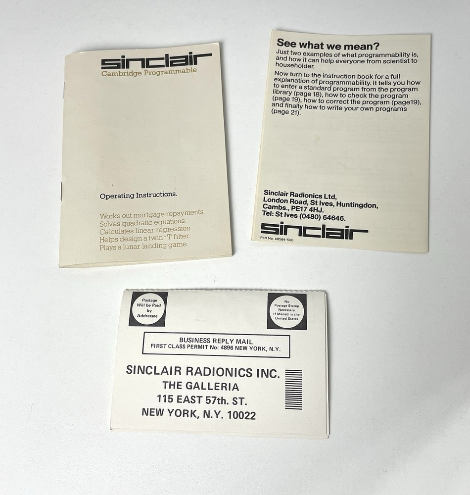 Vintage 1977 Sinclair Cambridge Programmable Calculator w Original Box *VIDEO*